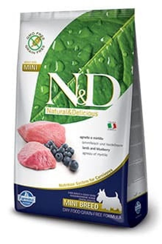 Корм Farmina 800г. N&amp;D Dog Lamb &amp; Blueberry Adult MINI (для собак миниатюрных пород)