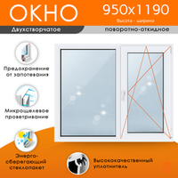 Пластиковое окно 950 х 1190 ТермА Эко