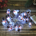 Гирлянда электрическая "Снеговичок" 2м, 20 ламп LED, на батарейках, 1 режим, IP-20, белый свет