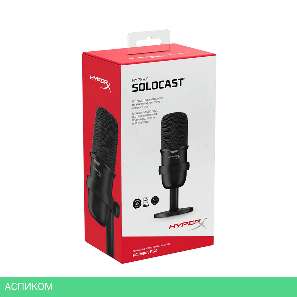 Микрофон HyperX SoloCast черный (HMIS1X-XX-BK/G /4P5P8AA)