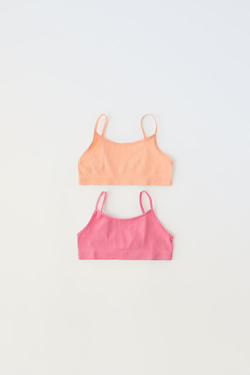 ZARA НАБОР ИЗ ДВУХ ТОПОВ SEAMLESS, МАНДАРИНОВЫЙ