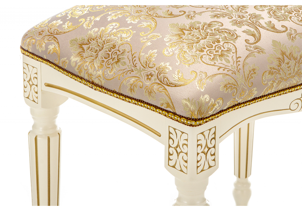 Банкетка Woodville Беттино патина золото, бежевый, ножки белые