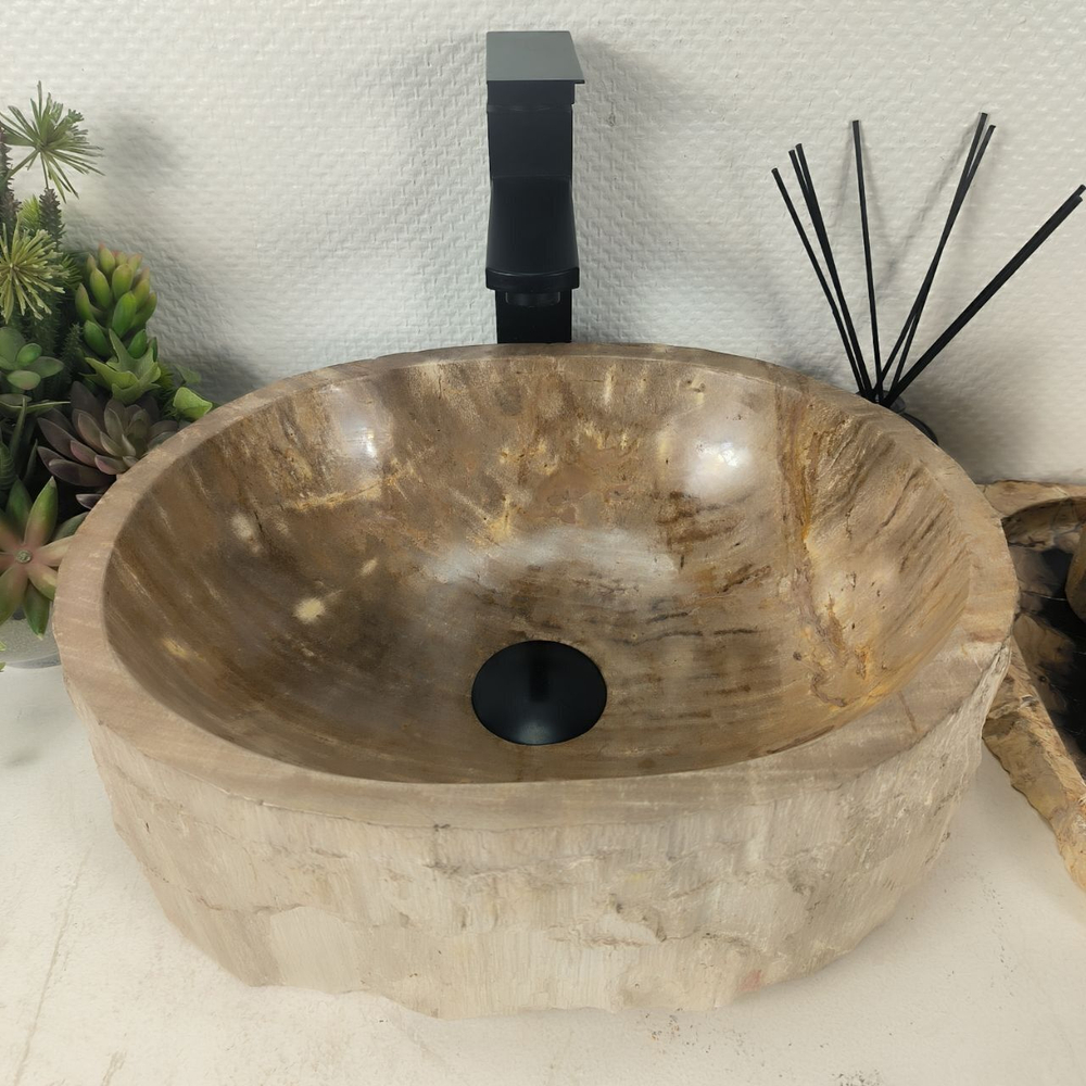 Каменная раковина из окаменелого дерева OD-04636 (40*32*15) 0174 из натурального камня
