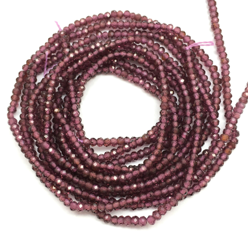 Гранат граненый 2х1 мм, бусины - рондели (нить)