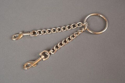 Цепь с центральным кольцом и карабинами по обе стороны - 15 см. (Цвет: серебро)