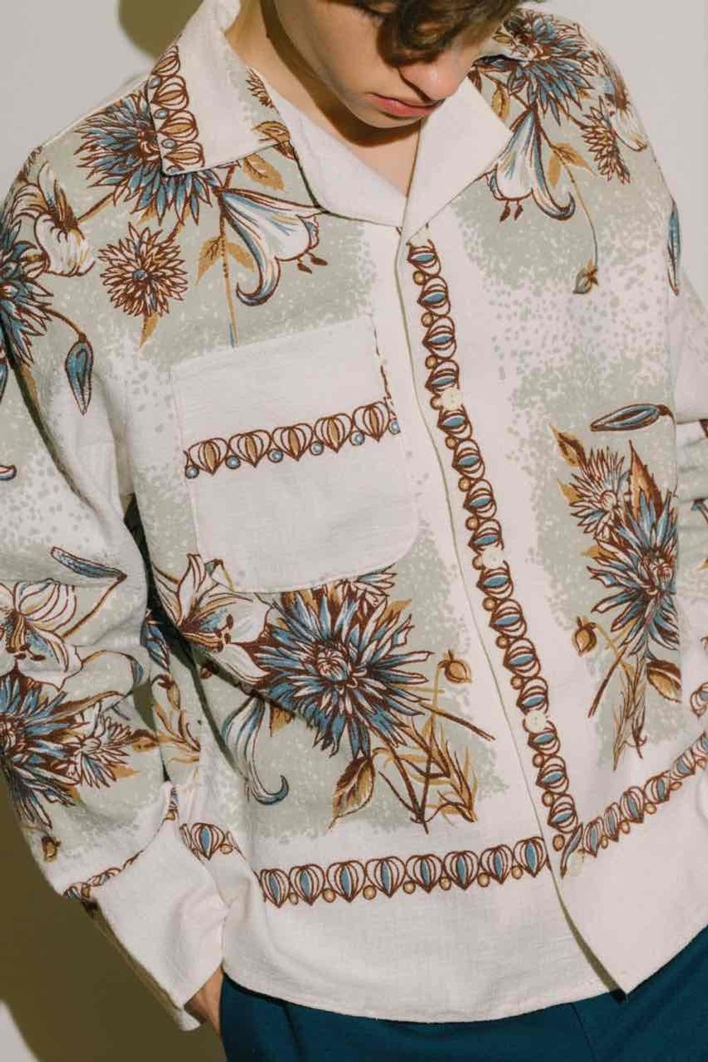 Рубашка Soeurs Gray Peonies Shirt beige