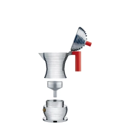 Alessi - Алюминиевая турка кофеварка Pulcina под давлением на 1 чашку. Красный / артикул   MDL02/1 R  / GTIN 8003299388110
