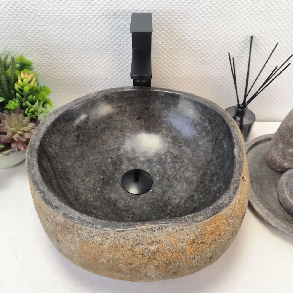 Раковина из речного камня RS-63475 (40*41*15) 0122