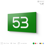 Табличка с номером 53 на дверь квартиры, для офиса, кабинета, аудитории, склада, зеленая 120х70 мм, Айдентика Технолоджи