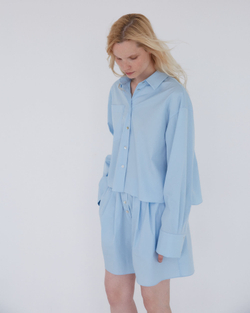 Шорты из смесового хлопка голубой