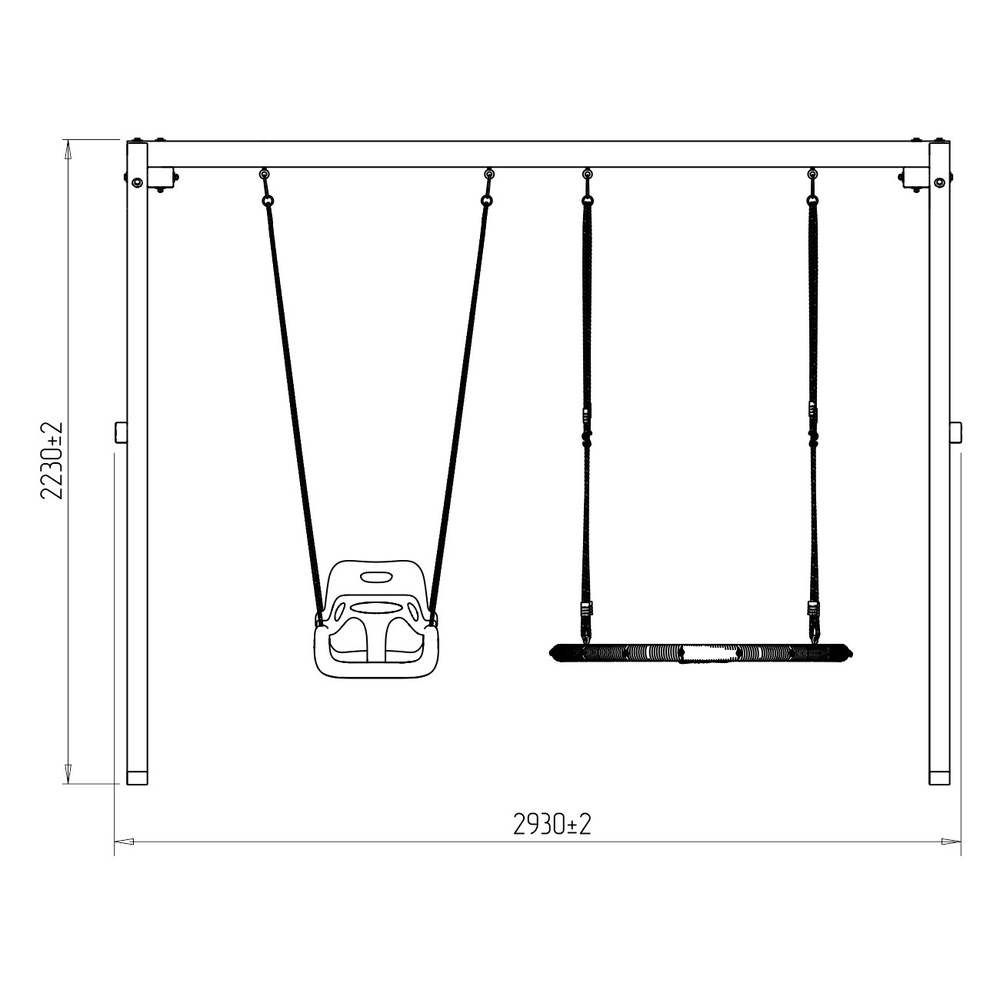 Деревянные качели с качелями гнездо 100 см и качелями со спинкой P911-7