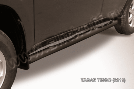Пороги стальные Tagaz Tingo (2010-2012) d76 с проступями (черные)