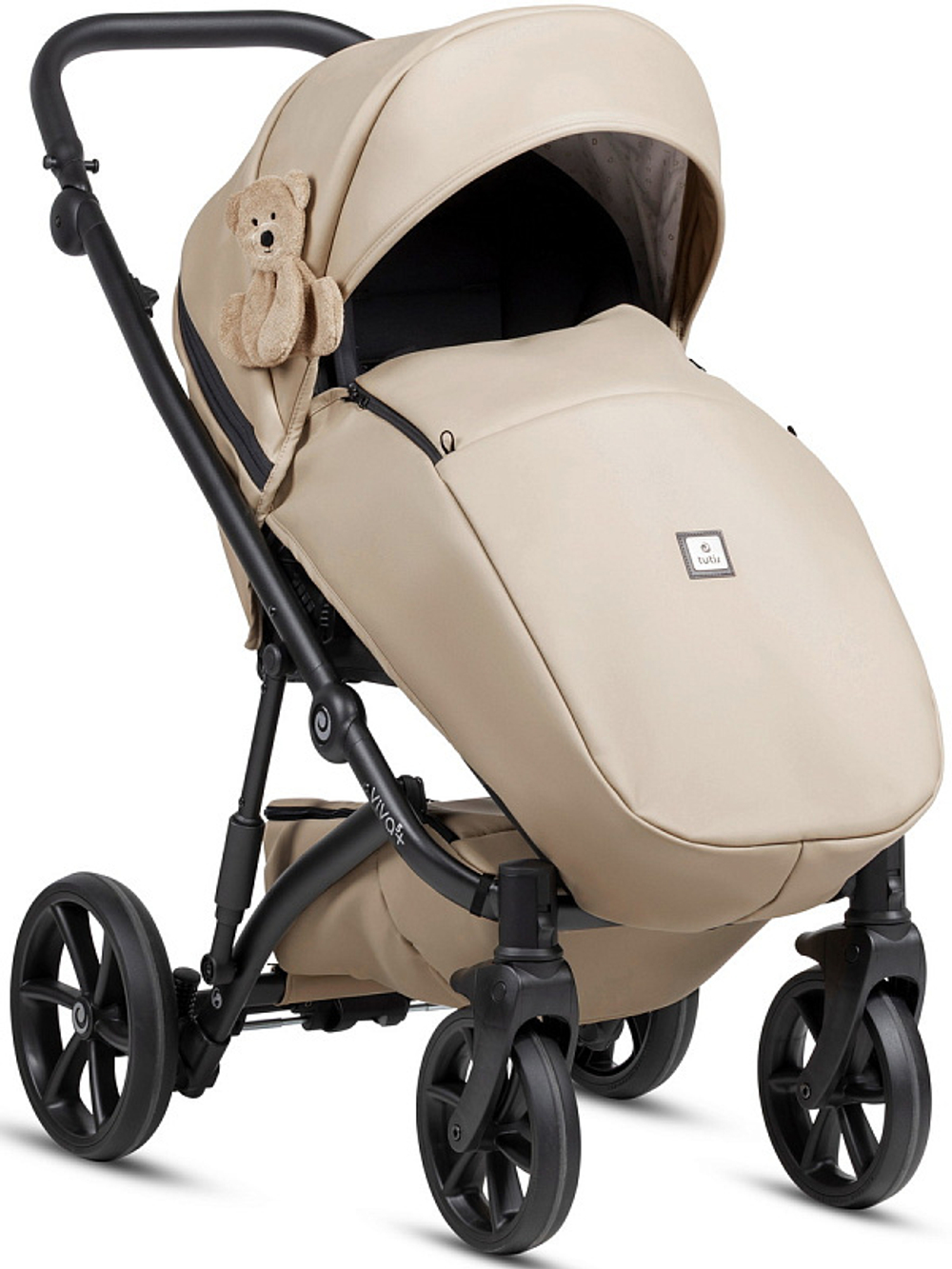 Детская коляска Tutis Viva 5 Plus Teddy 3 в 1 с автокреслом Elo Lux EduSky Black 111 Creamy