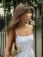 Сарафан из хлопка в полоску с принтом миди