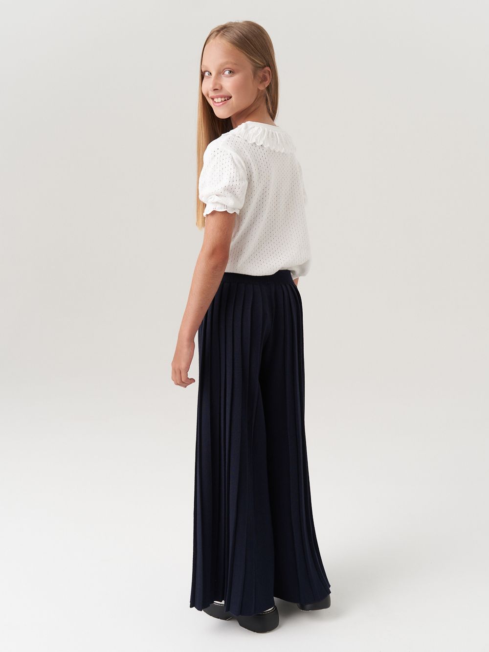 Школьные широкие брюки для девочки AT726-2 синий