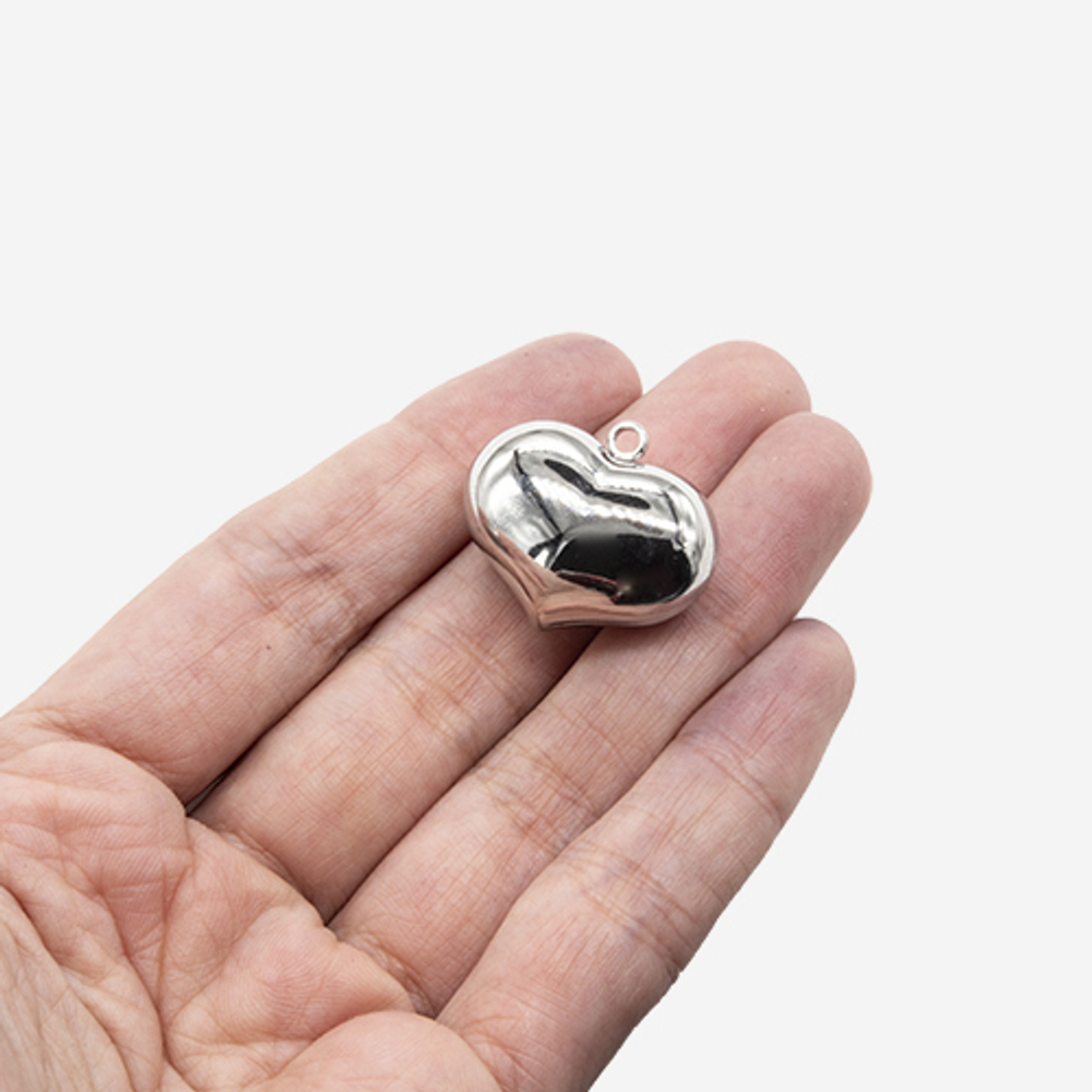 Подвеска "Пухлое сердце" 25,2*21,5мм, сталь без покрытия
