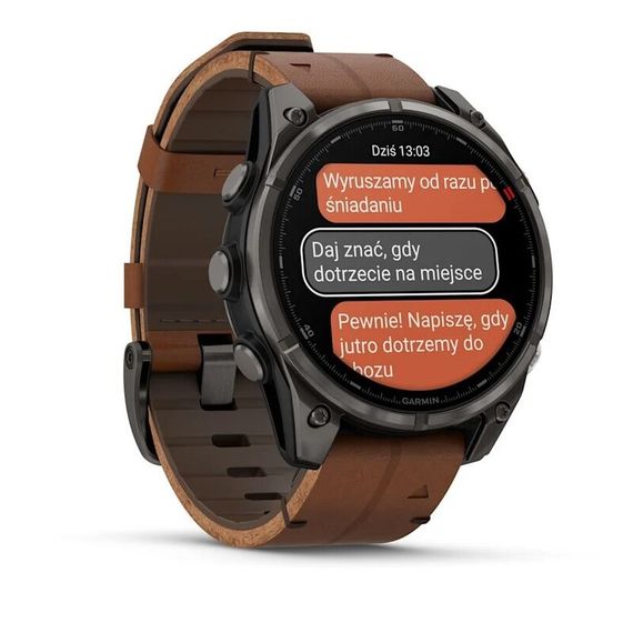 Умные часы GARMIN FENIX 8 PRO 47mm Amoled Sapphire Lens Titanium With Chestnut Leather Band Plus Pabble gray silicone