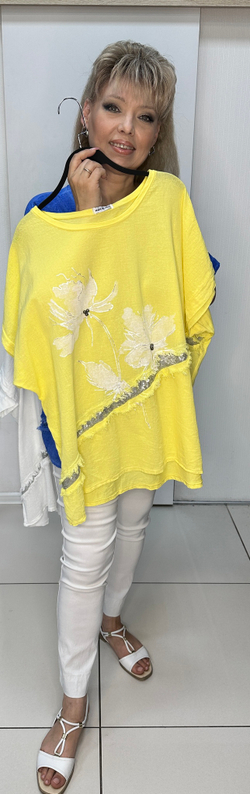 Итальянская туника с пайетками и белыми цветочками