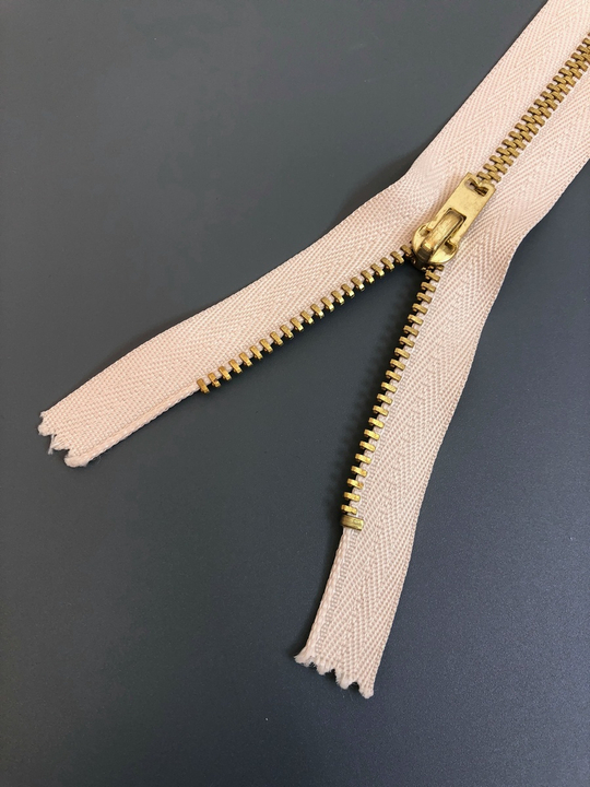 Молния метал, 16см №4,5 не разъем джинс пудровый/золото