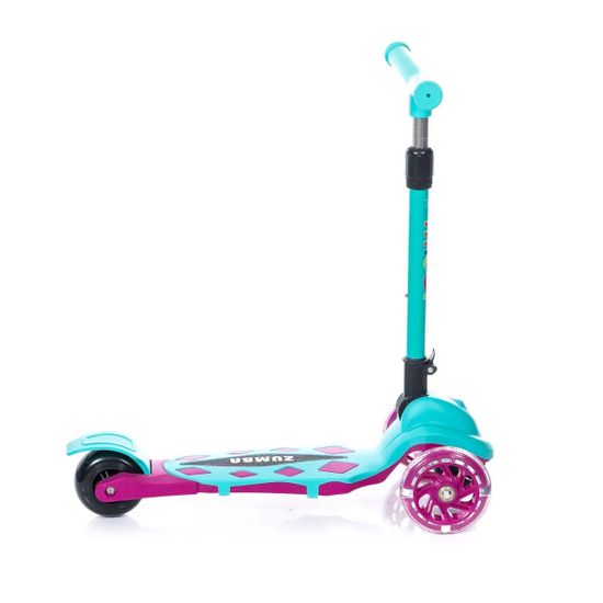 Самокат трехколесный со светящимися колесами Micar Zumba 2022 голубой, розовый