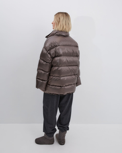 Пуховик двубортный укороченный какао