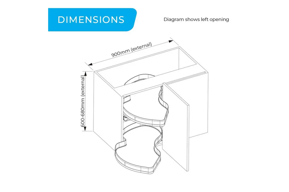Выдвижной вращающийся блок для хранения - DIAMOND STYLE  3.0, 775x465x(550-660) мм, открытие с правой стороны