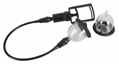 Вакуумная помпа для сосков с вибрацией Bad Kitty Vibrating Nipple Cups (Цвет: черный)