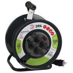 Удлинитель силовой ЭРА RMx-4es-3x1.5-40m-IP44(KG) на металлической катушке c заземлением 4 розетки 40м КГ 3х1.5мм2 | Силовые удлинители