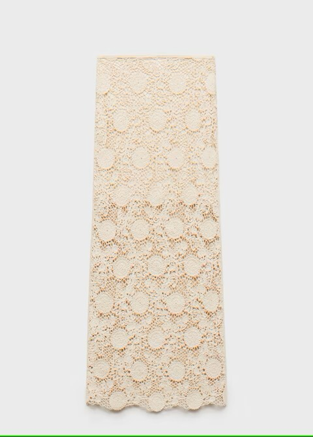 MANGO Длинная юбка c кружевом, экрю