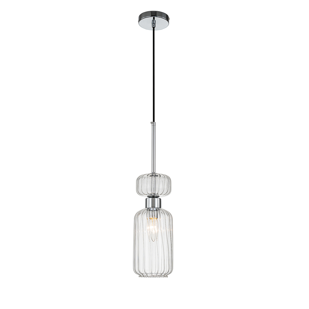 Подвесной светильник 1x60Вт E14, металл/стекло, хром/прозрачный