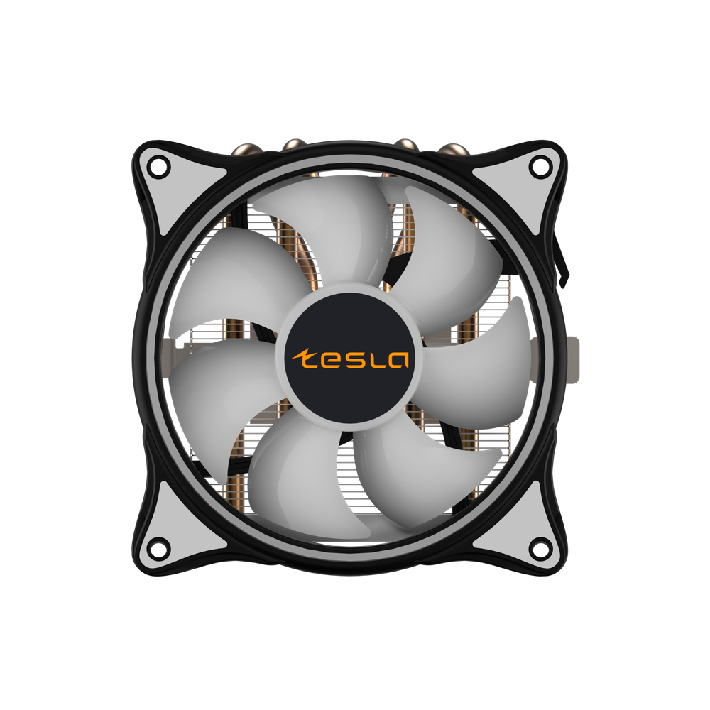 Кулер для CPU TESLA 1040RGB, 1х120мм, 1600rpm, 3-pin, Al+Cu, серебристый-черный-белый/RGB, 51.3CFM, 25.1дБ, 4-PIPE(прямой контакт), TDP 155Вт, INTEL 1700/1200/115x/775/1366, AMD AM5/AM4/AM3(+)/AM2(+)/FM2(+)/FM1/754/940/939 (TSL-1040-RGB)