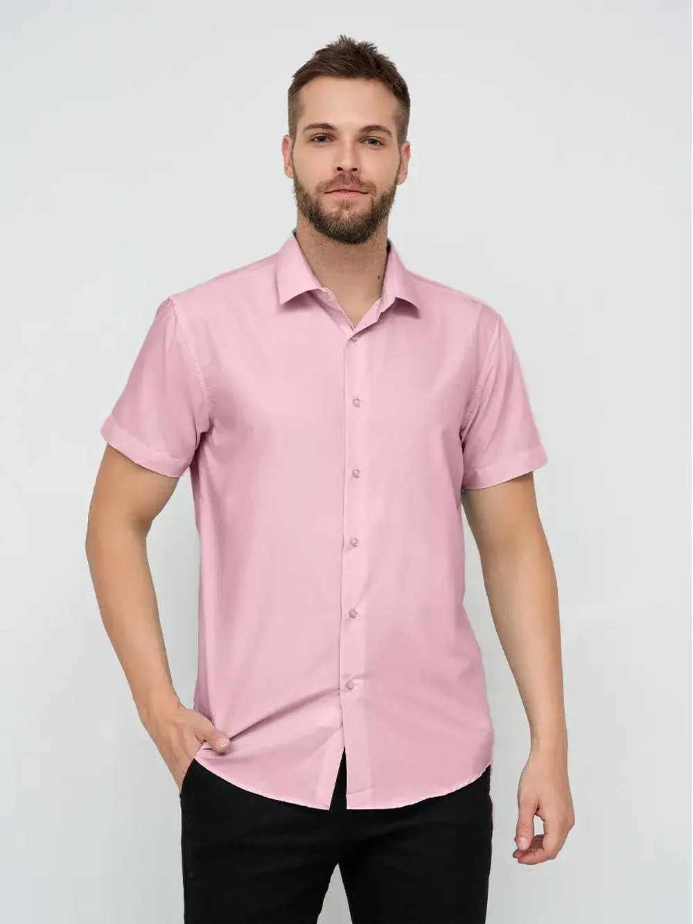 Рубашка приталенная с коротким рукавом