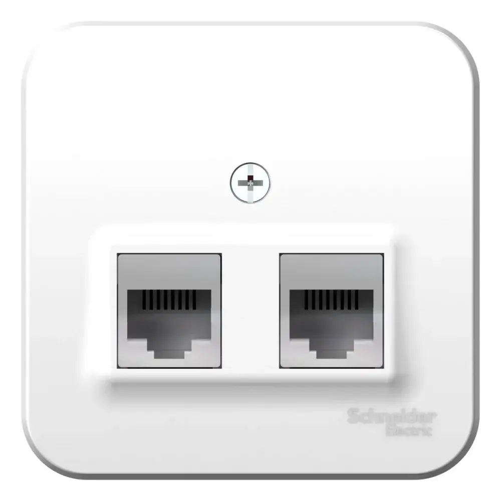 BLANCA О/У РОЗЕТКА двойная: комп.RJ45, кат.5E + телеф. RJ11, ИЗОЛ.ПЛ., БЕЛЫЙ