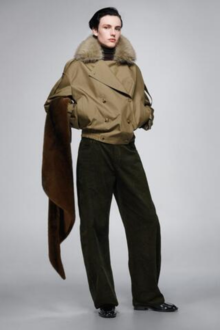 ZARA ТРЕУГОЛЬНЫЙ ШАРФ ИЗ ИСКУССТВЕННОГО МЕХА, КОРИЧНЕВЫЙ