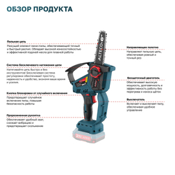 Бесщеточная аккумуляторная мини пила ALTECO CMC 21-15 BL Solo (без АКБ и ЗУ)