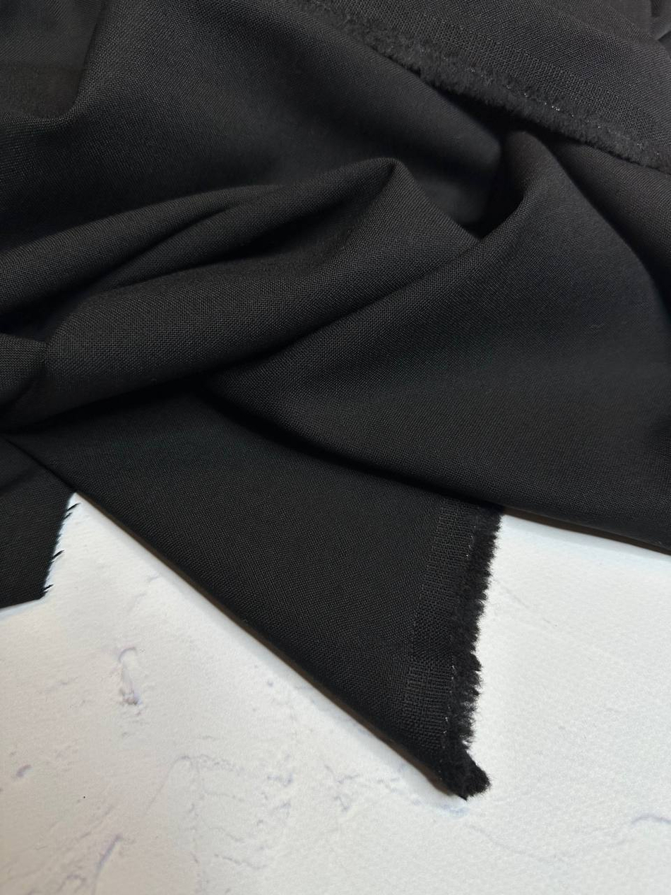 Костюмно-плательная однотонная шерсть (Marzotto, 90%шерсть/10%полиамид, Густой черный, 150, 290 гр/м2)