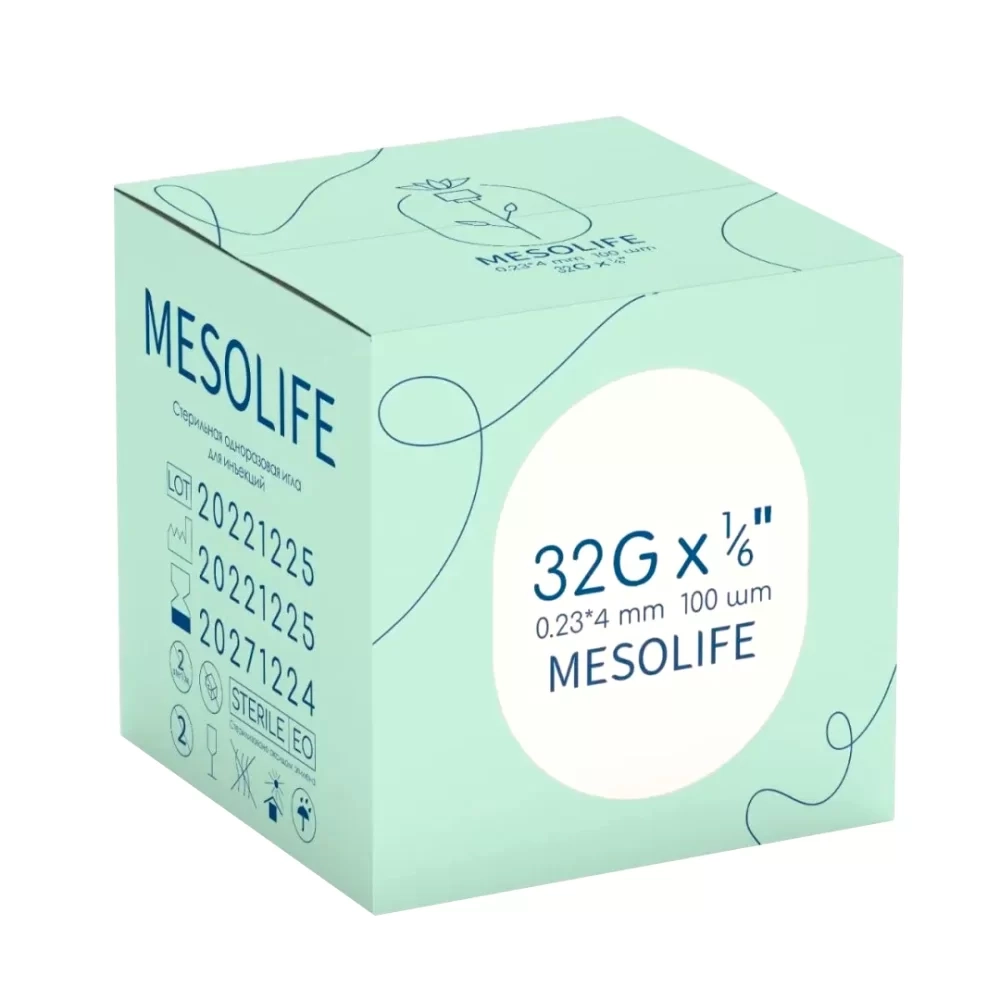 Игла для мезотерапии Mesolife 32G 0,23х4 мм 100 шт