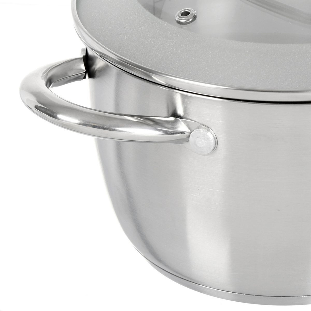 Кастрюля нерж, 5 л, с крыш, крышка стекло, Daniks, Перл, GS-01205-22, индукц