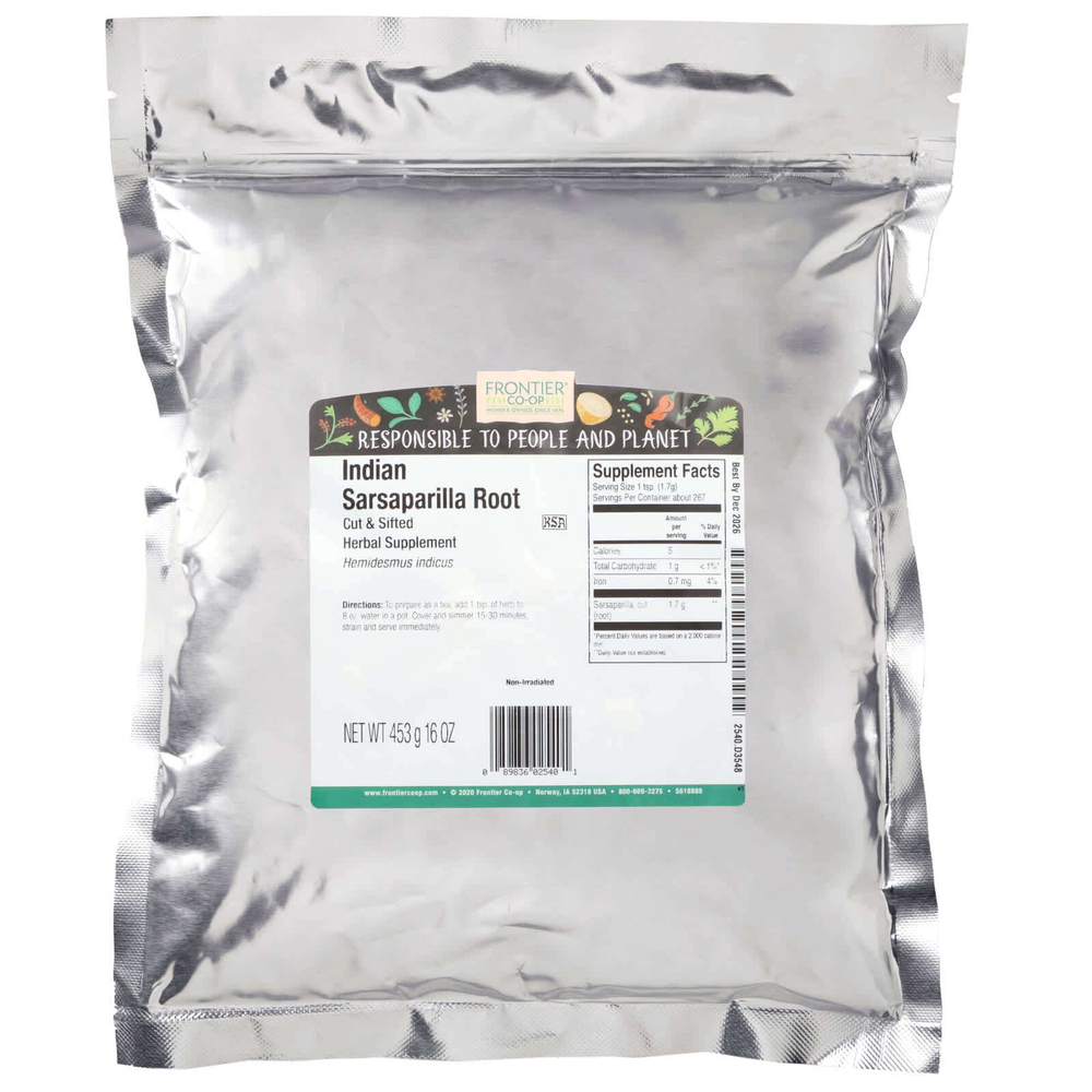 Frontier Co-op, Корень индийской сарсапариллы, разрезанный и просеянный, 453 г (16 унций)