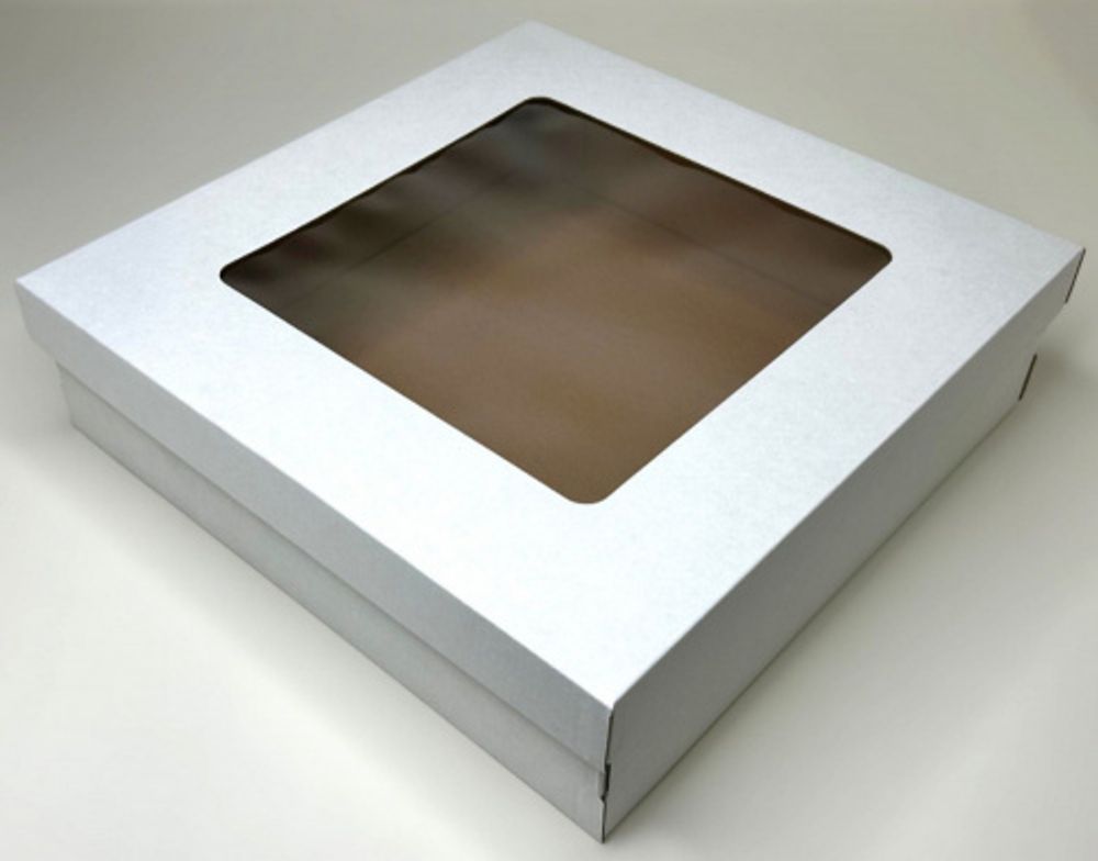 Коробка под канапе, пироги и выпечку с окном 300*300*80 (белая) гофрокартон