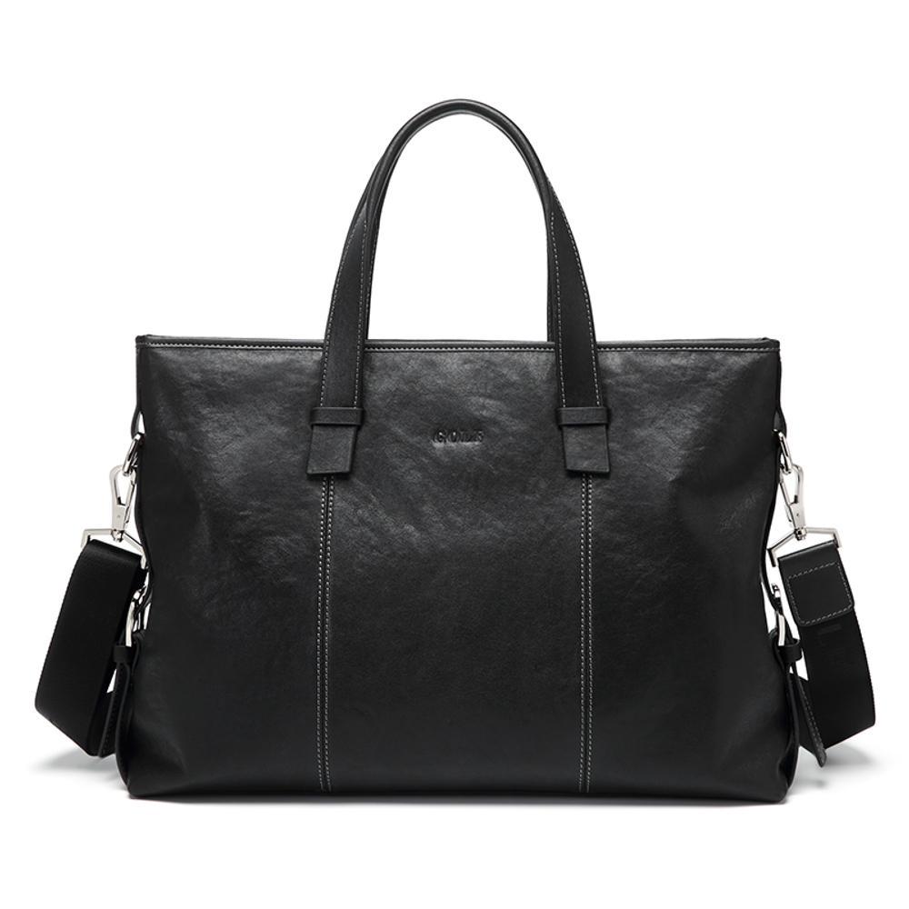 GOLF Cow Leather With Synthetic Leather 13.3 Inches Laptop Bag, Portable, One Shoulder Briefcase Large Men"s Black
