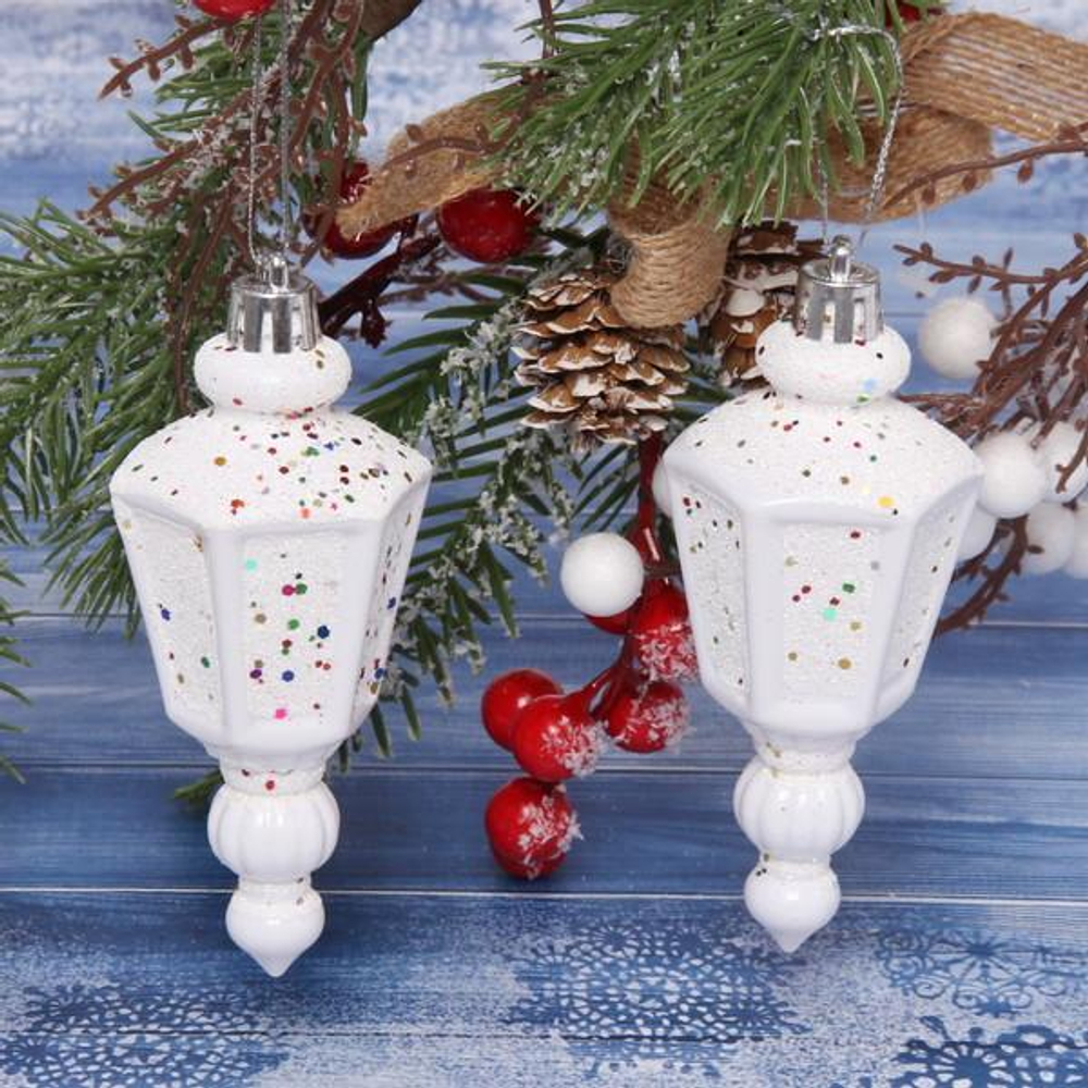 Ёлочные игрушки "Фонарик" 11 см-набор 2шт. белый