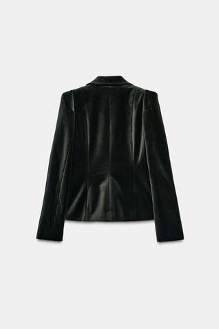 ZARA БЛЕЙЗЕР ИЗ БАРХАТА ОБЛЕГАЮЩЕГО КРОЯ — ZW COLLECTION, ЗЕЛЕНЫЙ