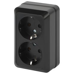 Розетка Intro Quadro 2-204-05 двойная с заземлением 2х2P+E Schuko 16А-250В IP20 ОУ антрацит