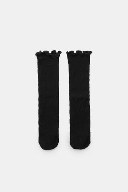 ZARA БЕСШОВНЫЕ НОСКИ С КРУЖЕВОМ, ЧЕРНЫЙ