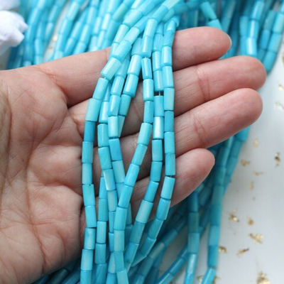 пр018 Перламутр трубочка 8*4мм, голубой, нить 38см