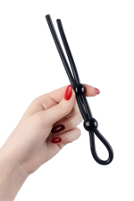 Лассо на пенис A-toys с двумя бусинами черное 19,5 см