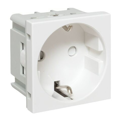 Розетка 45х45 с заземлением, с защ, шторками, 90 градусов, белая EKF