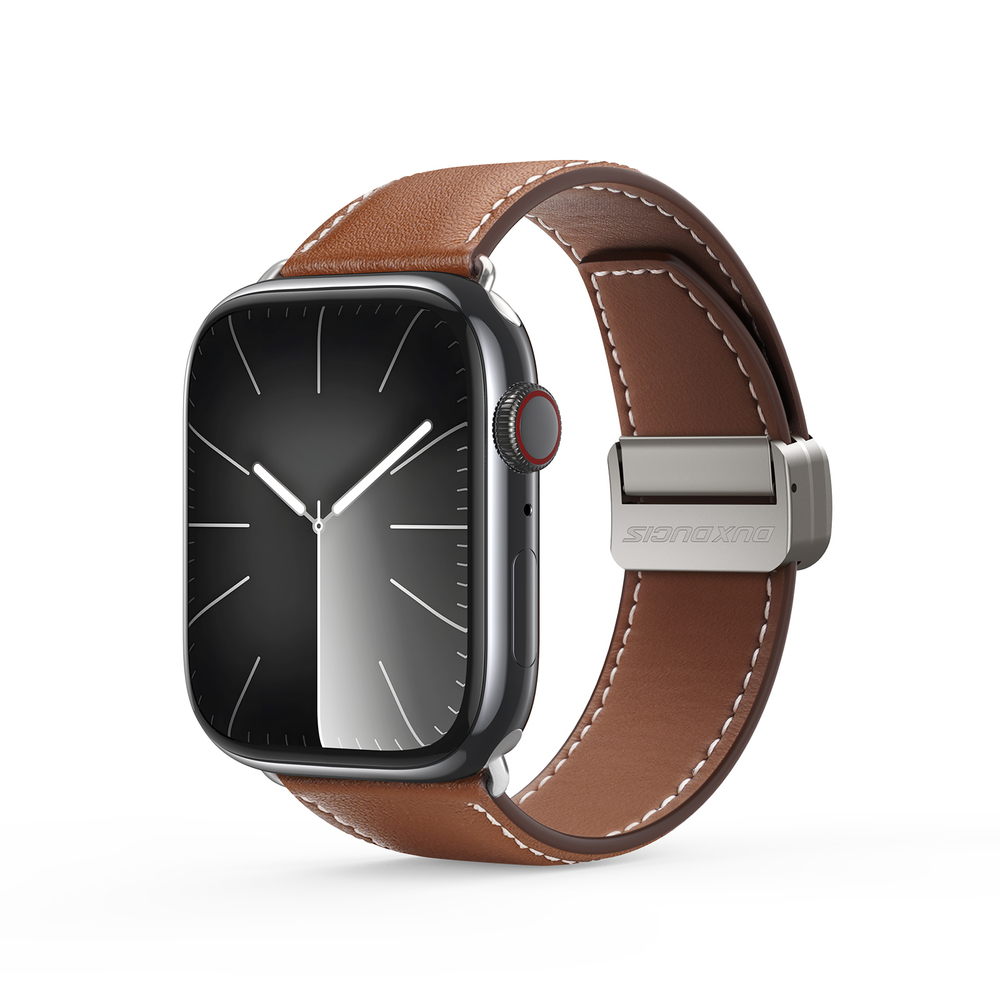 Ремешок из натуральной кожи коричневого цвета для смарт часов Apple Watch 38, 40, 41, 42мм, серия YA Series от Dux Ducis