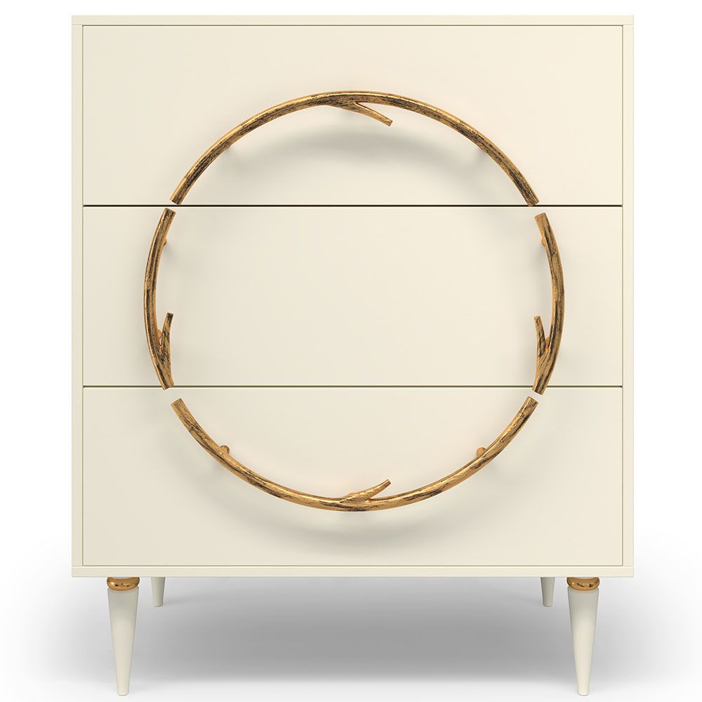 Комод Арт Колор matte Классик Голд с 3 ящиками Кремовый белый матовый